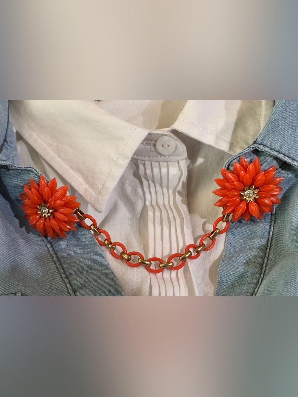 Vintage Sweater Guard/Clip Circa 1950s Plastic/Rhinestones